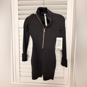 lululemon athletica Define Black Bodysuit with Gold Accent NWT